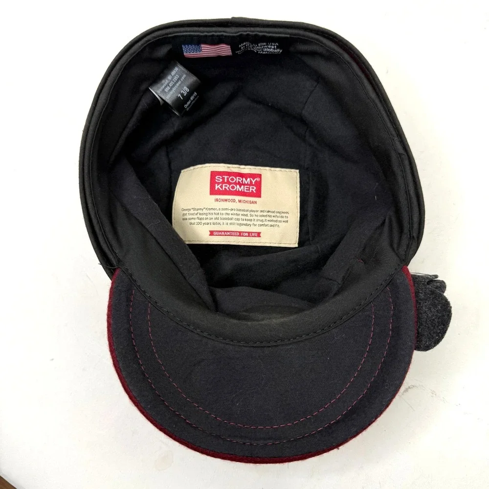 Stormy Kromer Burgundy Women's Red Wool Blend‎ Hat Flower on Side Size 7 3/8 NWT